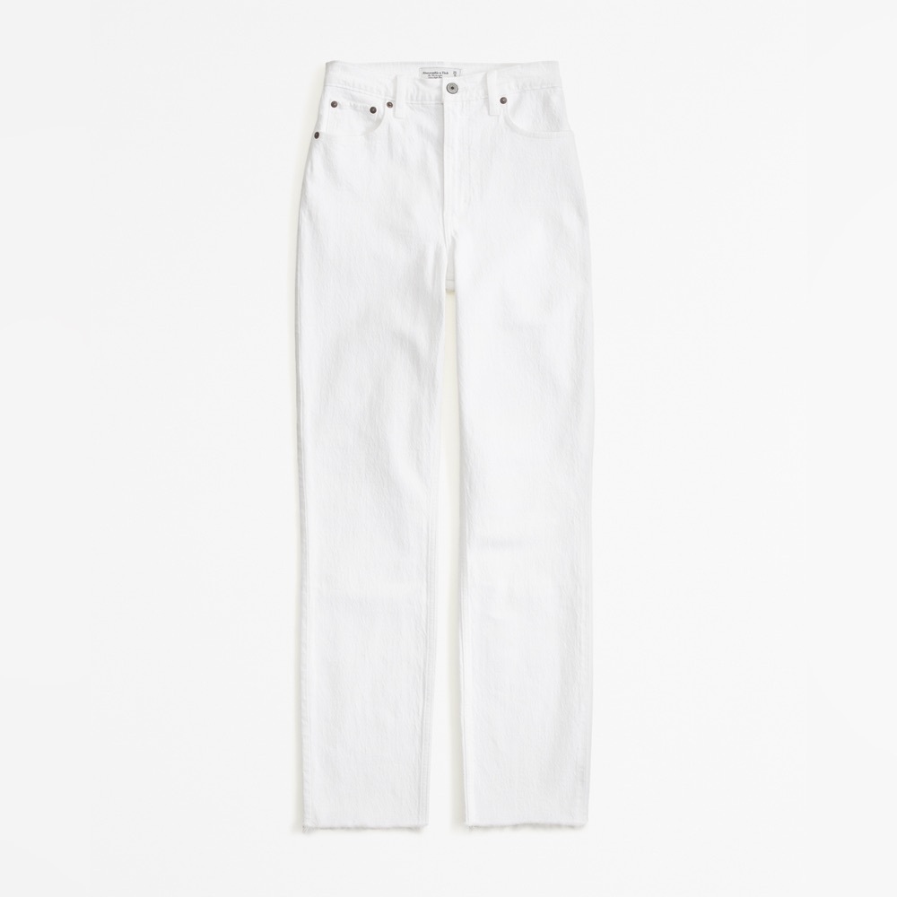 Abercrombie and Finch White/cream Denim Jeans- Ultra High Rise 90s Straight (T)